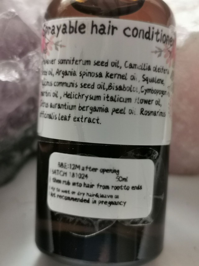 Hair Conditioner (sprayable) with Organic Palmarosa, Helichrysum& Bergamot. 50ml