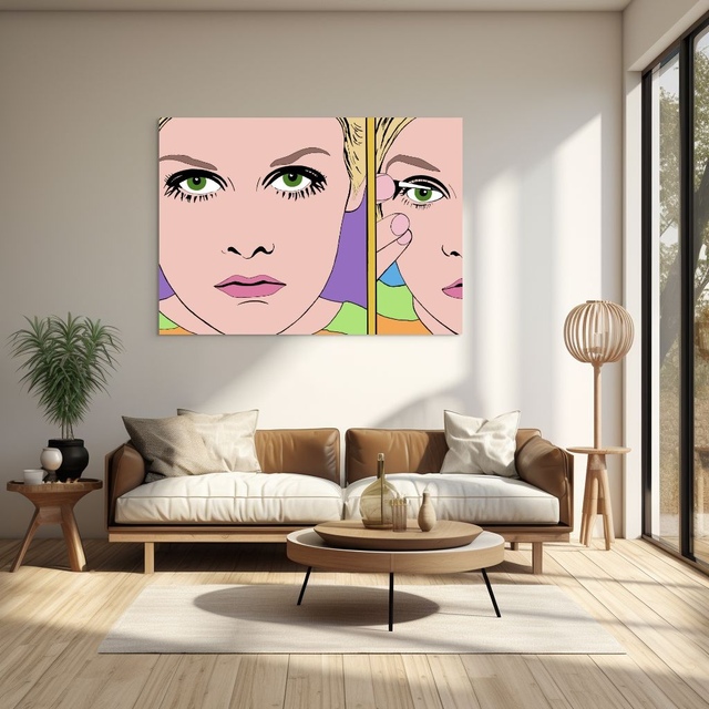 Canvas Wall Art, Supermodel Twiggy, Large Scale Graphical Colourful Artwork, Four Sizes, Part 2 of a Set of 3