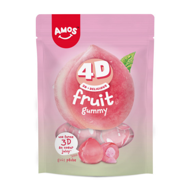 Sachet Amos 4D Fruit Gummy Pêche 120g