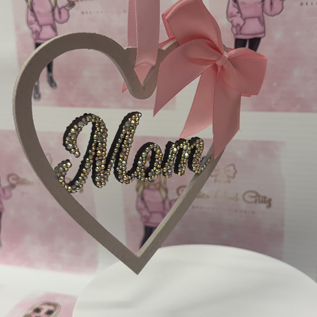 Mom Rear View Mirror Hanging Heart 