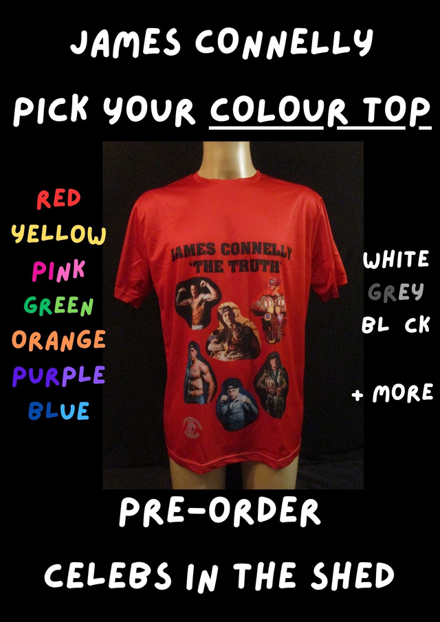 James 'The Truth' Connelly Champion Bare Knuckle Boxer Picture T-Shirt (Black Bubble Logo) ADULT 100% Polyester Crew Neck Top PRE-ORDER