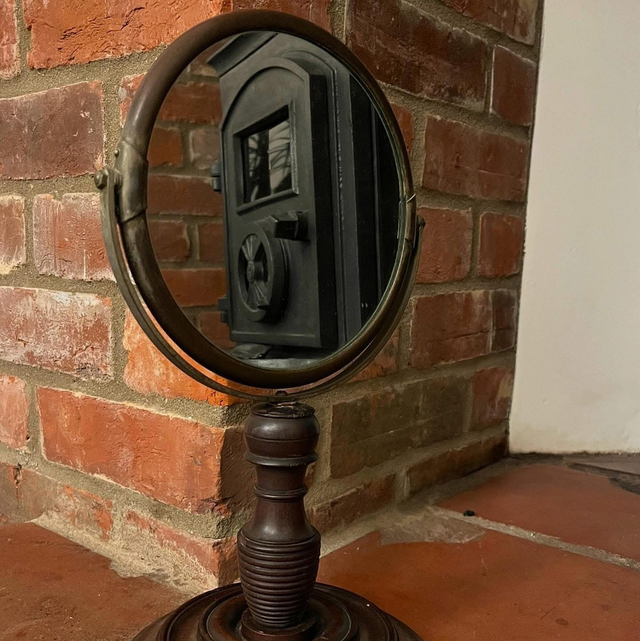 Victorian Brass Framed Shaving Vanity Mirror 