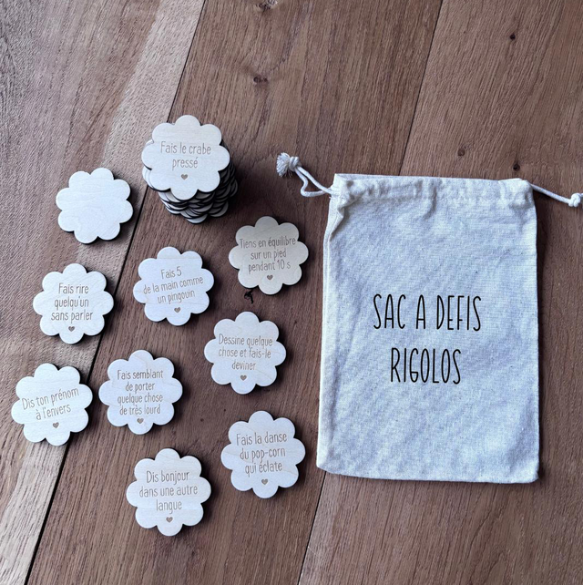 Défis rigolos avec sac de rangement 