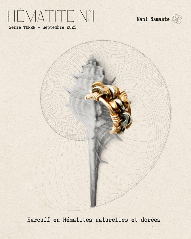 Earcuff en Hématites &amp; Or Laminé 14k