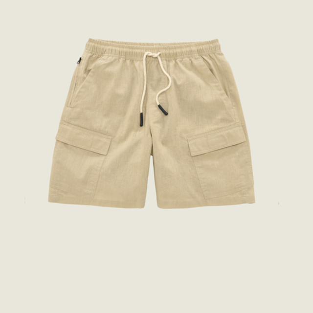 OAS Beige Cargo Linen Shorts