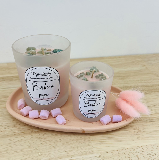 Bougie Aventurine : Barbe à papa