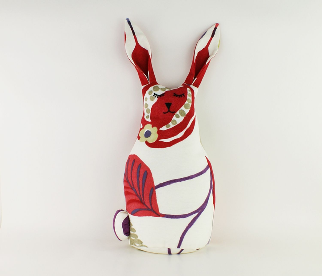 Bunny Rabbit Doorstop, Boho Style Hand Embroidered Bunny Doorstop, Unique Handmade Cotton Rabbit Bookend, House Warming Gift, Made in UK