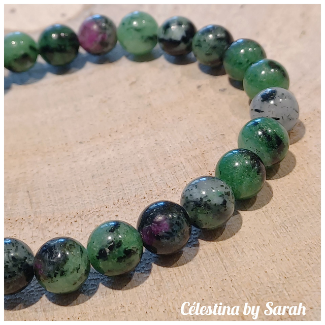 Bracelet Rubis Zoïsite 6mm Taille Dame