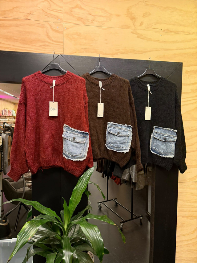 Trui met jeans zakje 