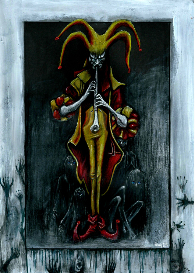 The Jester's Dance: A Surreal Encounter with Shadows and Sound