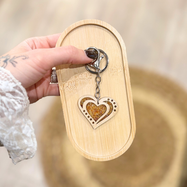 Porte-Clé Bois & Ambre - 6 modèles au choix