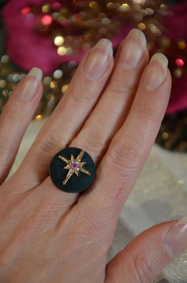 Bague vert étoile gatsby