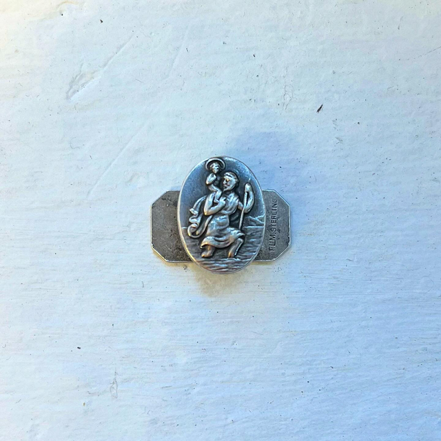 Rare 1920s Sterling Silver St Christopher Motorist’s Plaque – T. L. Mott