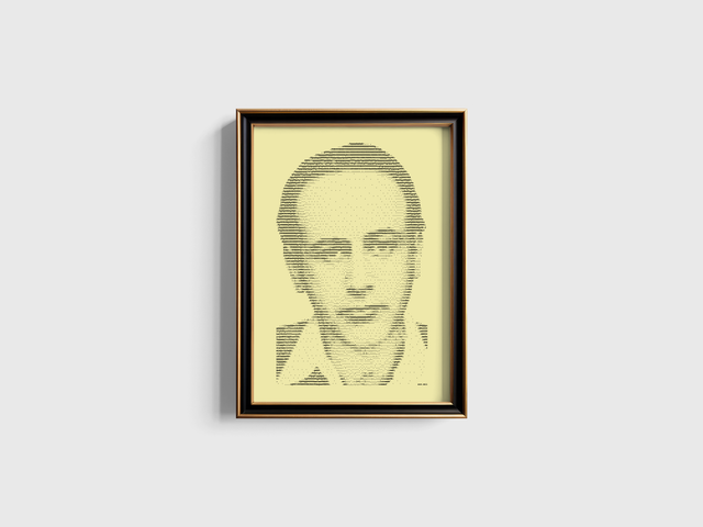 A3 Schreibmaschinen-Porträt Paul Celan in Schwarz auf Elfenbein