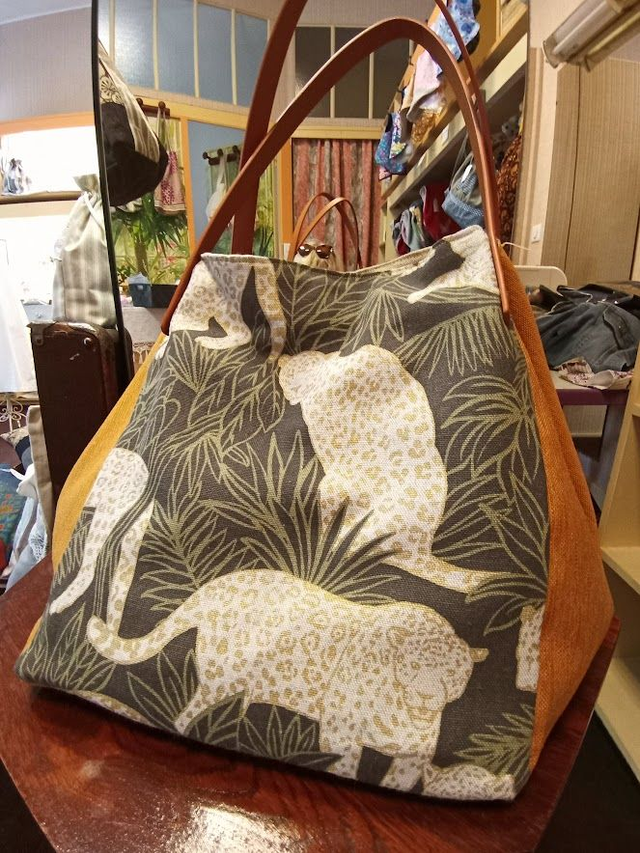 Grand sac cabas cube fait main faune sauvage léopard