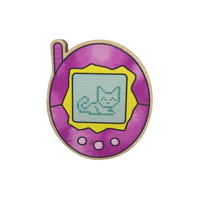 Virtual Pet Wooden Pin Badge