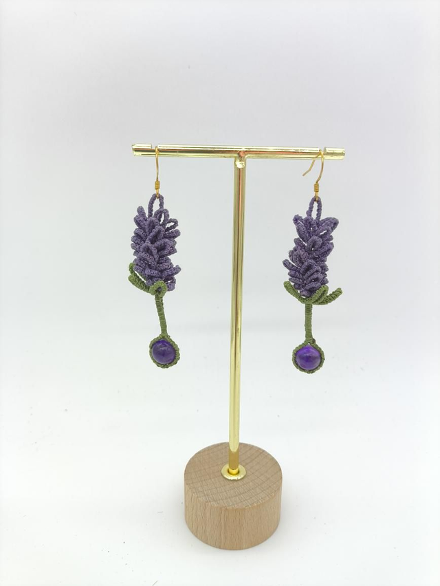 Boucles d'oreilles lavande et améthyste 