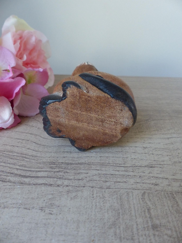 Figurine chat assis siamois marron et beige bois sculpté peint main, chat artisanal en bois, petit chat mignon décoratif pour maison cadeau