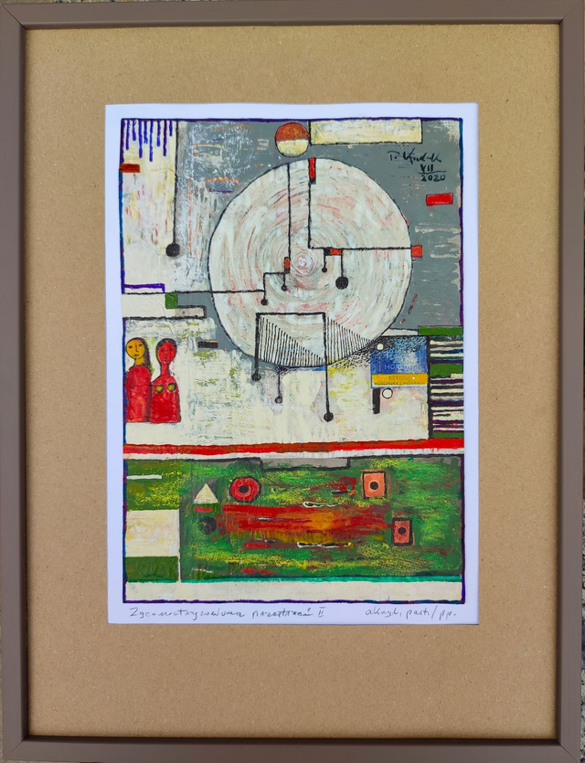 Zgeometryzowana przestrzeń II, 42x32 (27x19) akryl pastel papier 2020