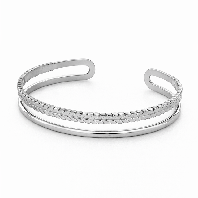 Pulsera caña acero plateado 