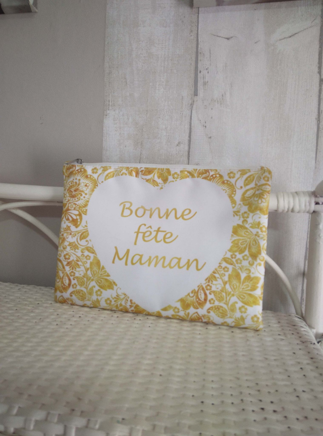 Pochette Bonne fête Maman Blanche et dorée