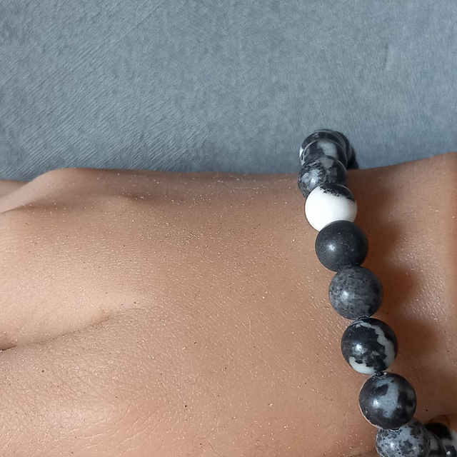 Bracelet ajustable en Jaspe zèbre