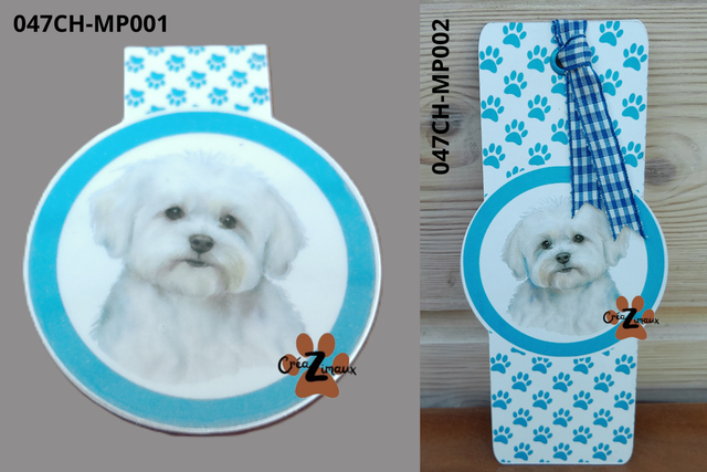 Marque pages Bichon maltais (magnétique ou standard) 
