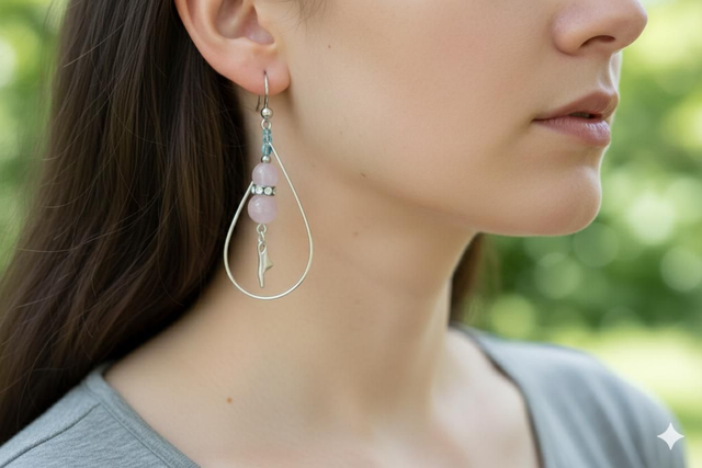 Boucles d'oreilles Quartz rose - Amour de soi, Apaisement)