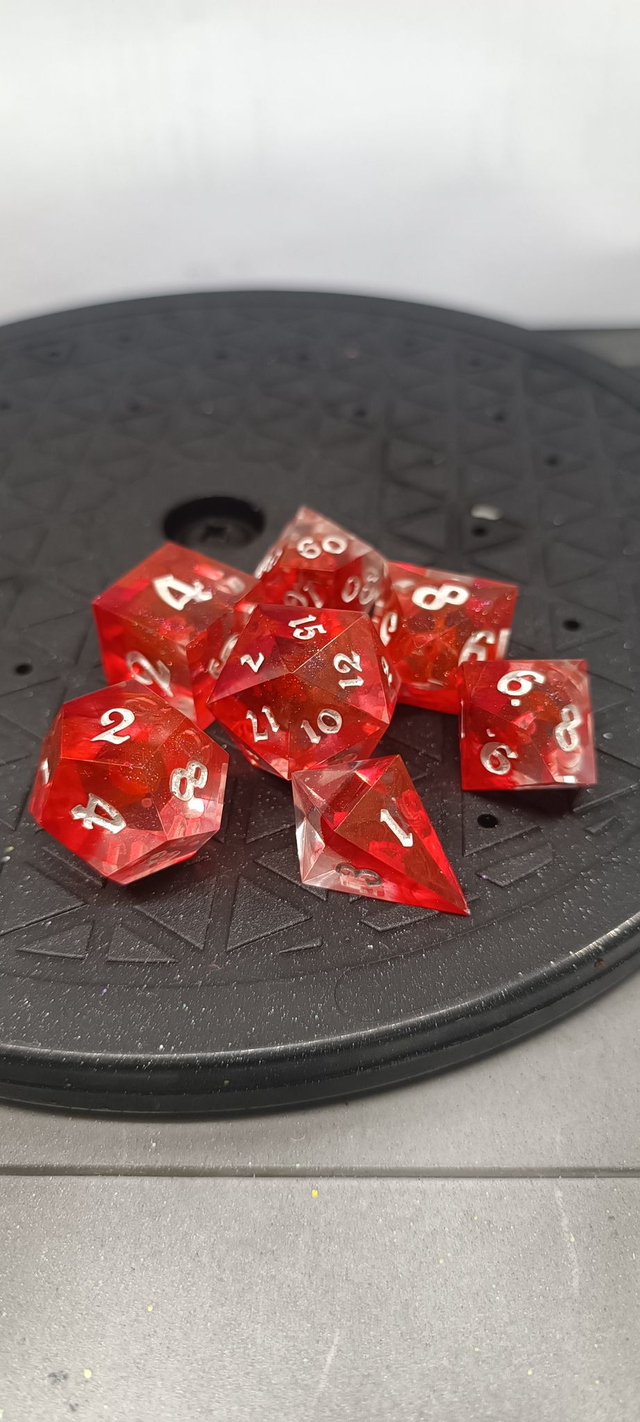 "Red Swirls" Dice Set