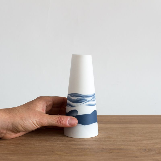 Vase - Soliflore - Horizons - Bleu nuit et Blanc