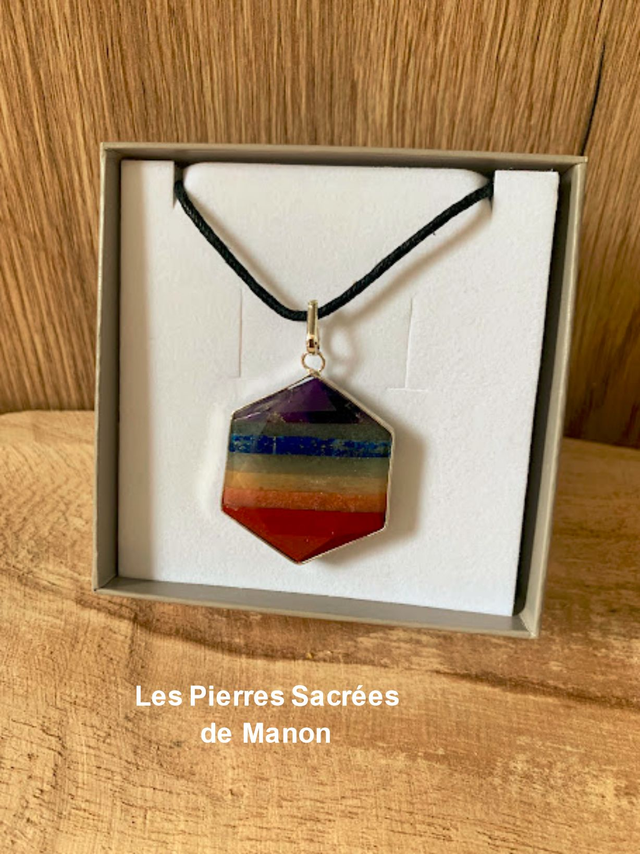 Pendentif 7 chakras cerclé