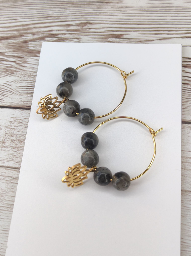 Boucles Labradorite créole 2.5 cm