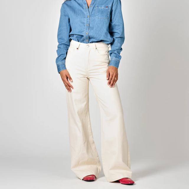 Fleure - White Greige Jeans High Waisted Jeans 