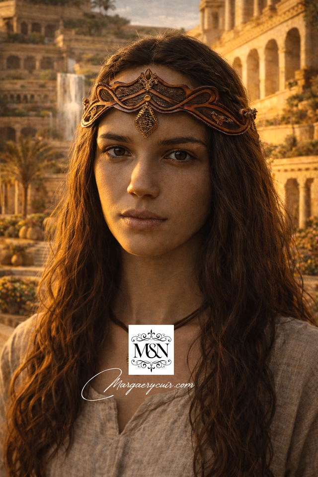 Tiare en cuir style païen antique