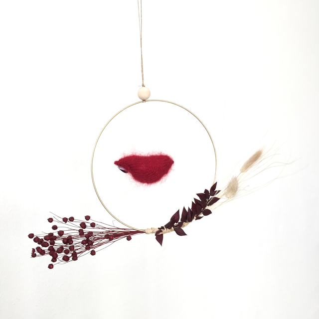 Couronne oiseau fleurie 20cm