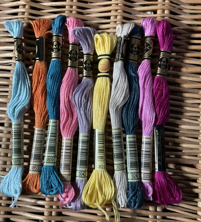 DMC Threads 10 hand picked skeins of embroidery threads