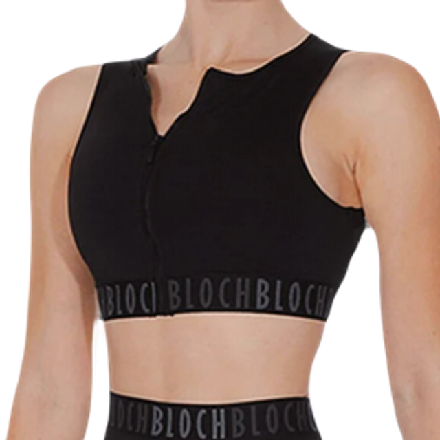 zipper front mesh back crop - BLOCH