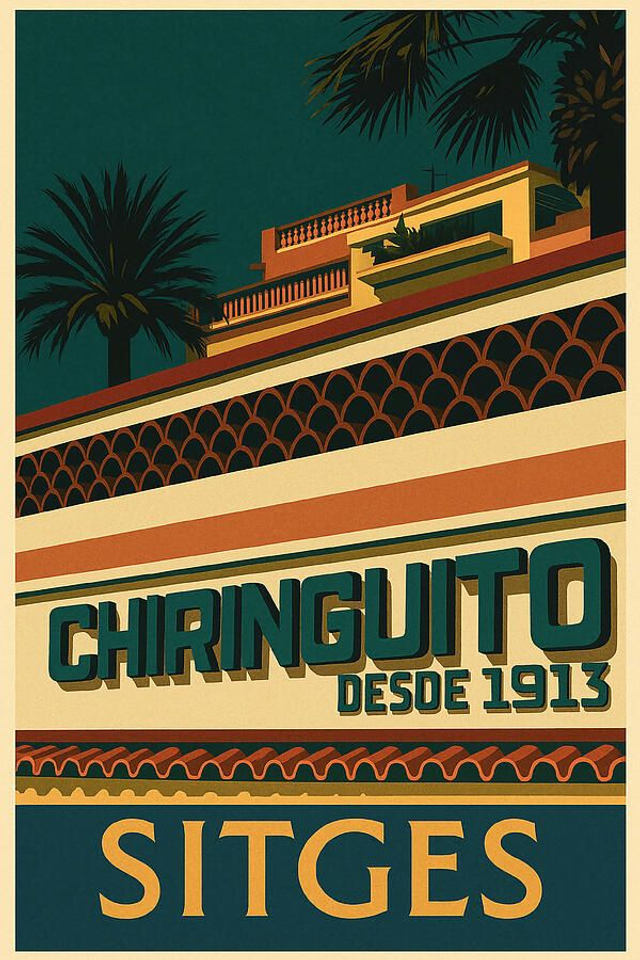 Póster Vintage Sitges El Chiringuito Póster Vintage Mediterráneo