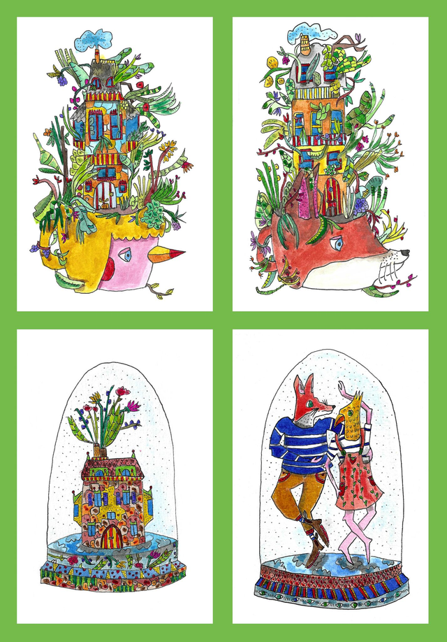 Lot 4 cartes postales