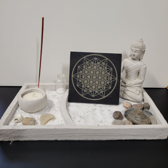 Dessous de verre ardoise "Graine de Vie étoilée"