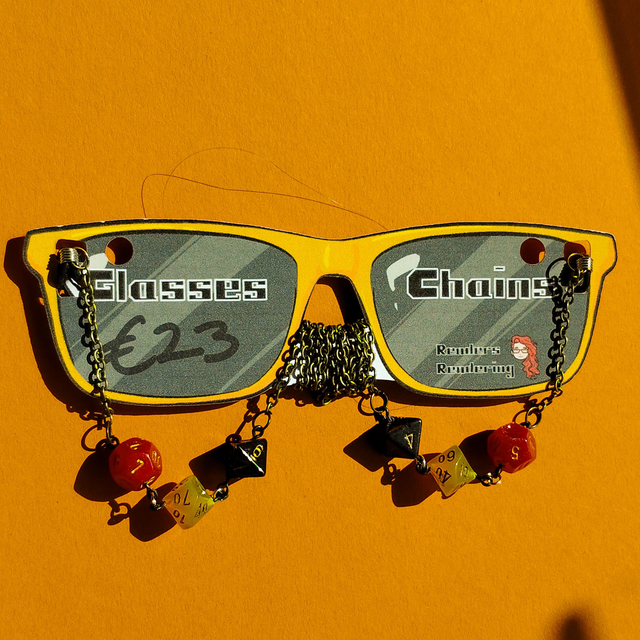 Red and Gold - 3 Dice Glasses Chains  [GCH-3DIC-RG]