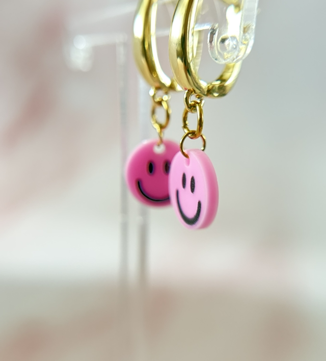 Oorbellen Happy Face Pink