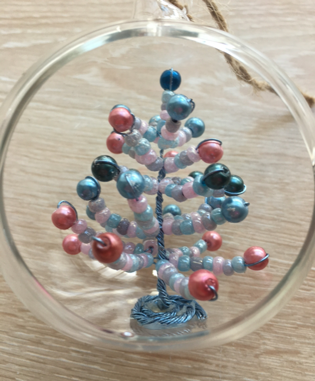 Christmas Bauble - Blue/Pink