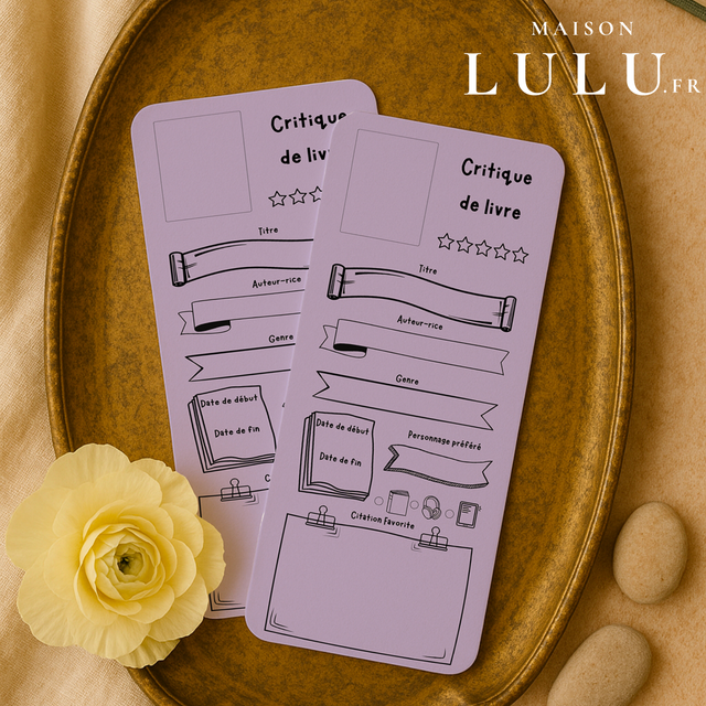 Marque page, Signet critique de livre, 11 couleurs