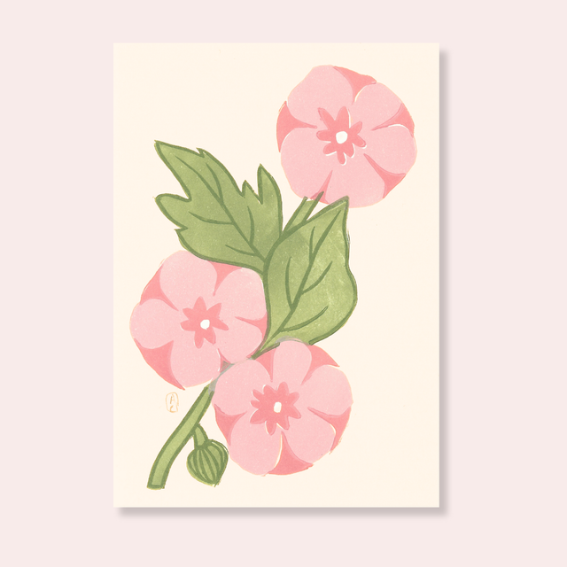 Carte "Les roses trémières" 