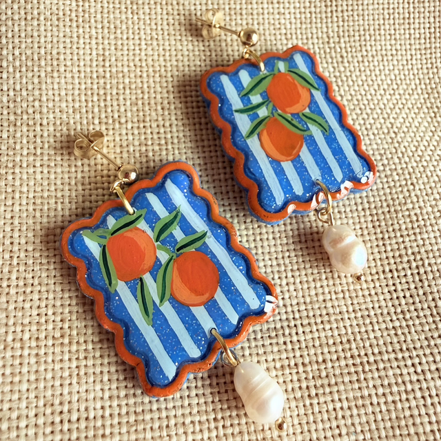 Algarve Orange Pearl Earrings - LIMITED EDITION