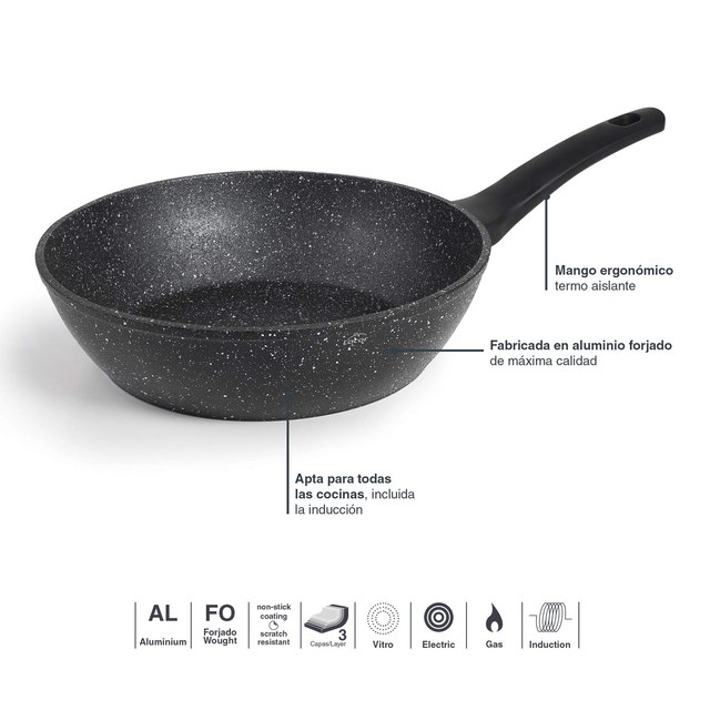 Wok aluminio fundido  Eco Piedra   LACOR  28 cm