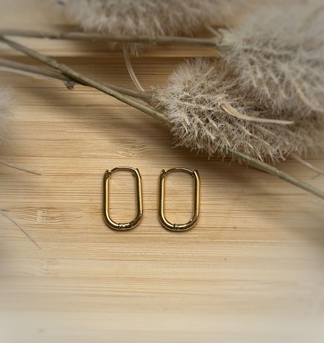 Créoles ovales 19x12 mm - Acier inoxydable Doré (x2)