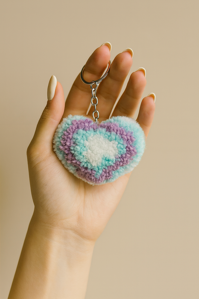 Sweet Unicorn - Porte-clé pompon coeur - XL 