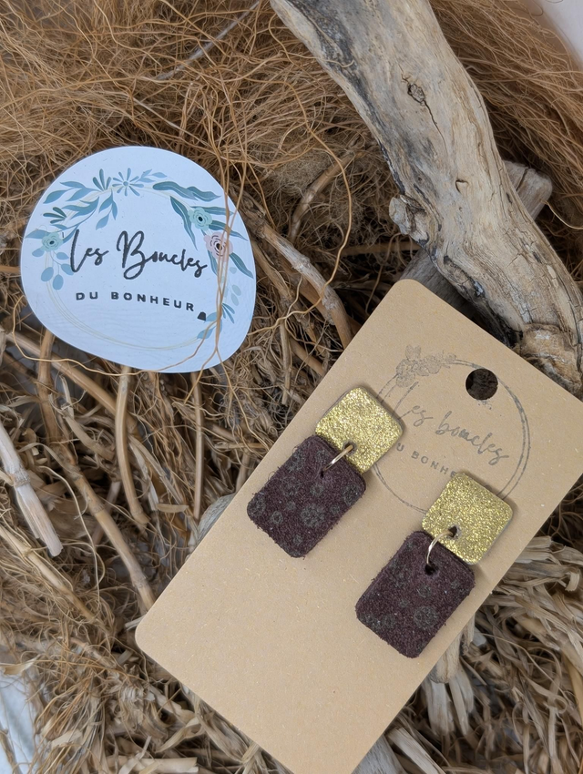 Boucles d&#039;oreilles Anti Gaspi  marron doré ag026